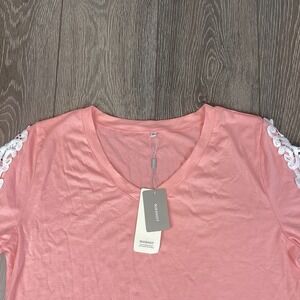 Niashot NEW Women's Tshirt Short‎ Sleeve Peach XL